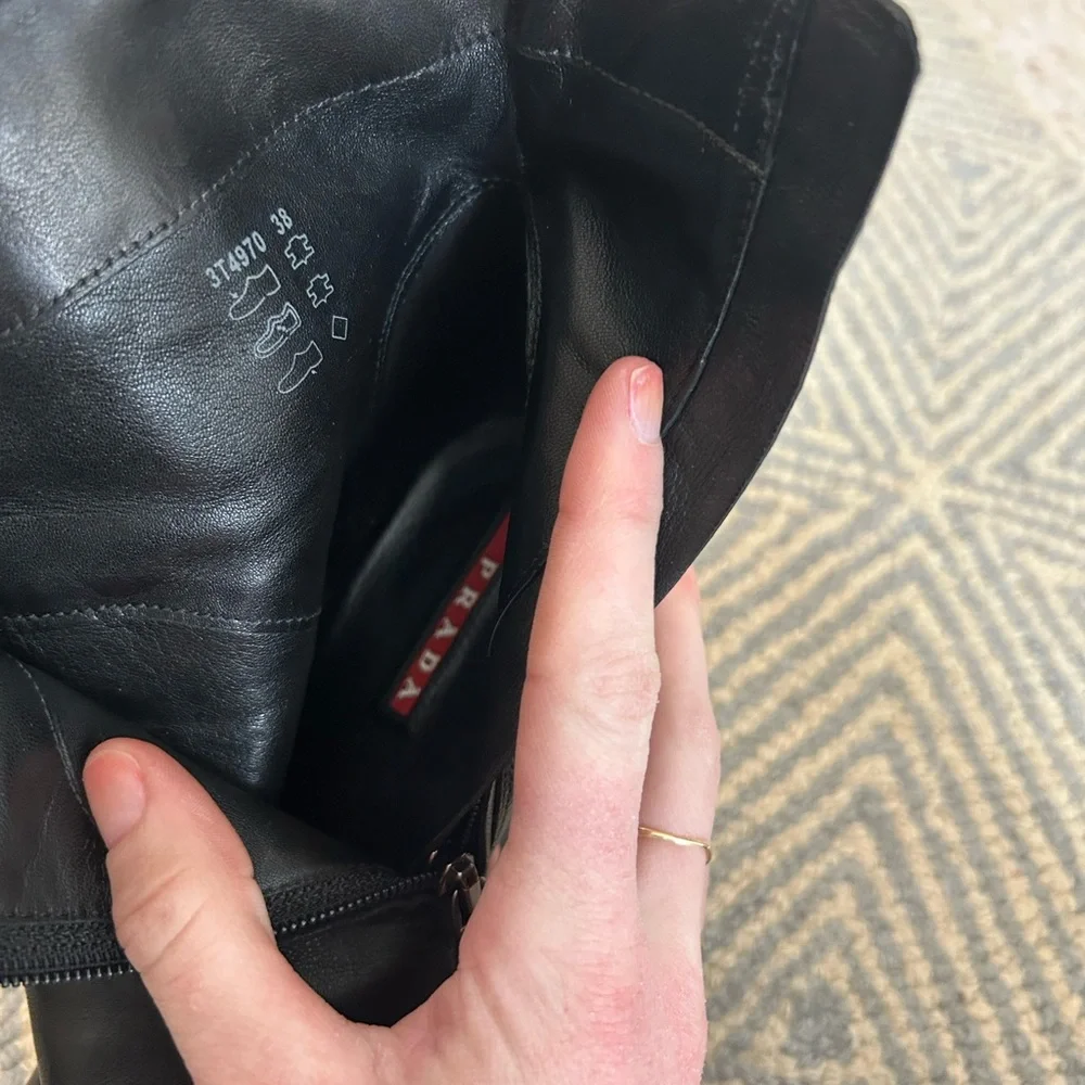 PRADA Leather Wedge Booties Boots - Picture 9 of 10